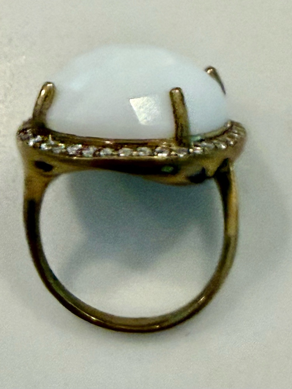 White Cabochon Gold-Tone Statement Ring